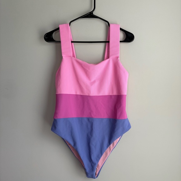 Beach Riot Other - Beach Riot Amy Ribbed One Piece Swimsuit Periwinkle Colorblock